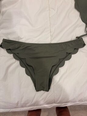 Abercrombie & Fitch Olive Green Scallop Edge Bikini Bottom